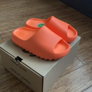 Orange yeezy slides